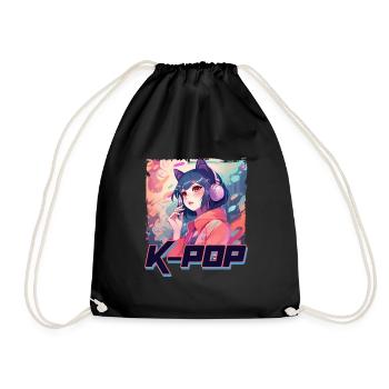 K-Pop Music Album Cover - Anime Shirt - Drawstring Bag - black - Front