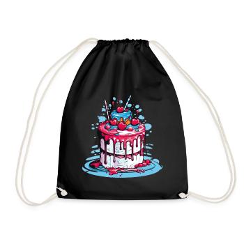 Cake cake baking baker baking queen baking fairy - Drawstring Bag - black - Front