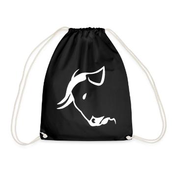 White Bull's Head - Drawstring Bag - black - Front