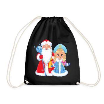 Ded Moroz Snegurotschka russischer Weihnachtsmann - Turnbeutel - Schwarz - Vorne
