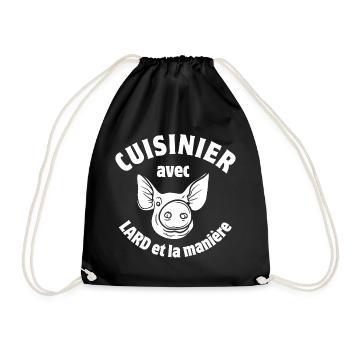 cuisinier, cuisinier, cochon - Sac de sport léger - noir - Devant