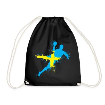 Handball Team Sweden Throw Explosion EC Logo icon - Drawstring Bag - black - Front