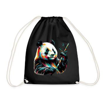 Panda - Turnbeutel - Schwarz - Vorne