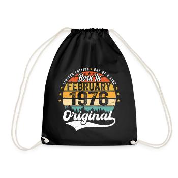Né en février 1976 - cadeau d'anniversaire - Sac de sport léger - noir - Devant