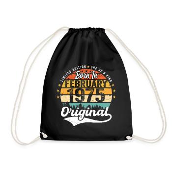 Né en février 1975 - cadeau d'anniversaire - Sac de sport léger - noir - Devant