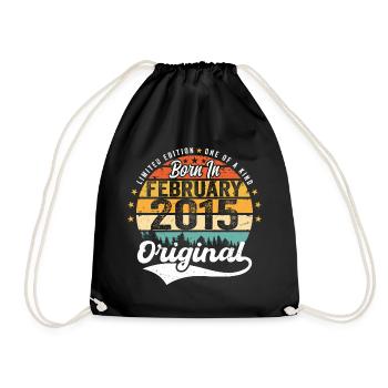 Né en février 2015 - Cadeau d’anniversaire - Sac de sport léger - noir - Devant