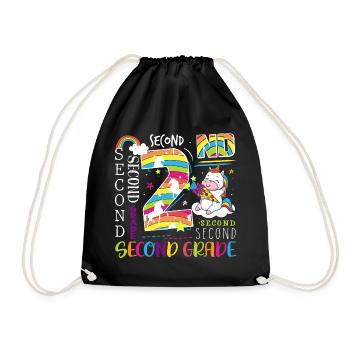 2nd Grade Unicorn - Drawstring Bag - black - Front
