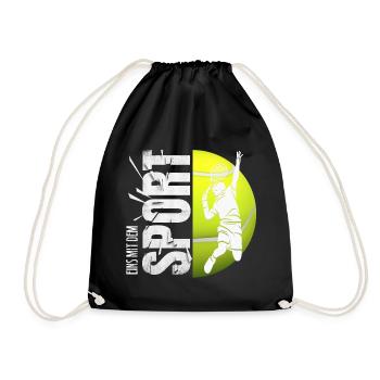 Eins mit dem Sport - Tennis - Turnbeutel - Schwarz - Vorne