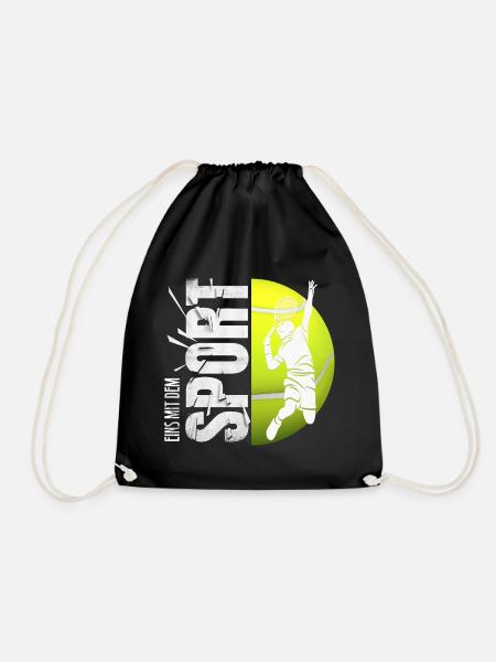 Eins mit dem Sport - Tennis - Turnbeutel - Schwarz