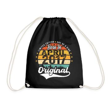 April 2017 Birthday Gift April 2017 Vintage - Drawstring Bag - black - Front
