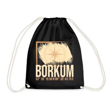 Borkum Koordinaten - Turnbeutel - Schwarz - Vorne