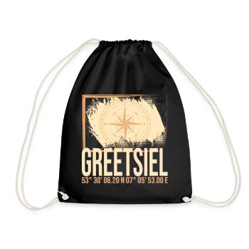 Greetsiel Koordinaten - Turnbeutel - Schwarz - Vorne