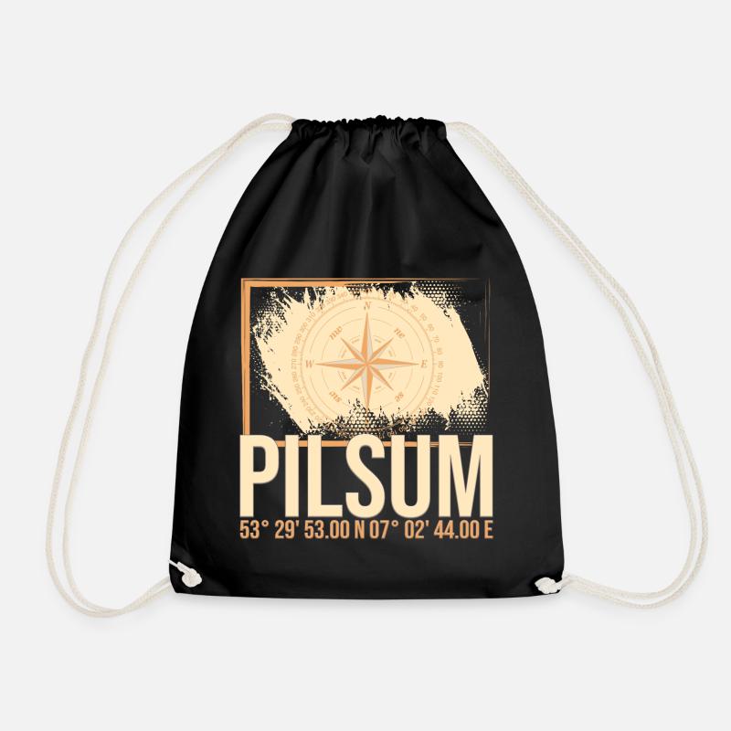 Pilsum Koordinaten - Turnbeutel - Schwarz