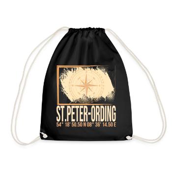 St Peter Ording Koordinaten - Turnbeutel - Schwarz - Vorne