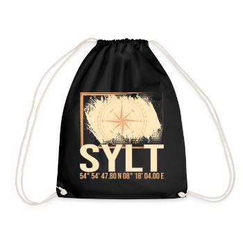 Sylt Koordinaten - Turnbeutel - Schwarz - Vorne