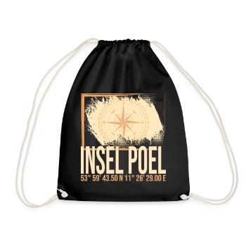 Insel Poel Koordinaten - Turnbeutel - Schwarz - Vorne