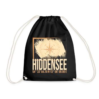 Hiddensee Koordinaten - Turnbeutel - Schwarz - Vorne