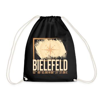 Bielefeld Koordinaten - Turnbeutel - Schwarz - Vorne