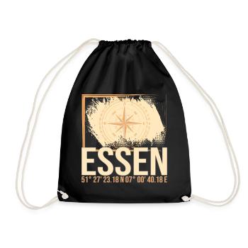 Essen Koordinaten - Turnbeutel - Schwarz - Vorne