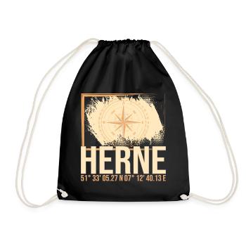 Herne Koordinaten - Turnbeutel - Schwarz - Vorne
