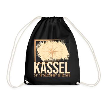 Kassel Koordinaten - Turnbeutel - Schwarz - Vorne