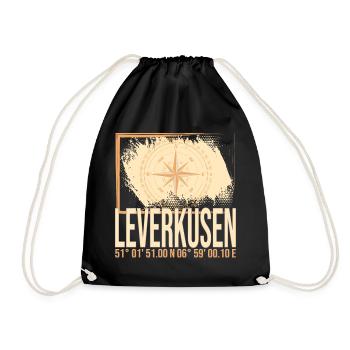 Leverkusen Koordinaten - Turnbeutel - Schwarz - Vorne