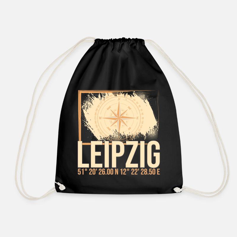 Leipzig Koordinaten - Turnbeutel - Schwarz