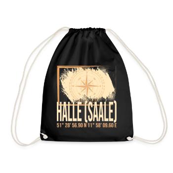 Halle Saale Koordinaten - Turnbeutel - Schwarz - Vorne