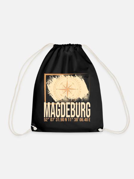 Magdeburg Koordinaten - Turnbeutel - Schwarz