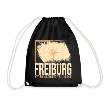 Freiburg Koordinaten - Turnbeutel - Schwarz - Vorne