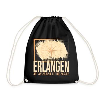 Erlangen Koordinaten - Turnbeutel - Schwarz - Vorne