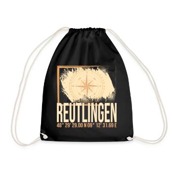Reutlingen Koordinaten - Turnbeutel - Schwarz - Vorne