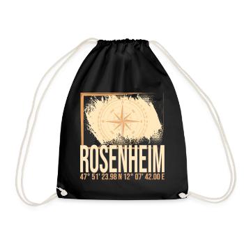 Rosenheim Koordinaten - Turnbeutel - Schwarz - Vorne