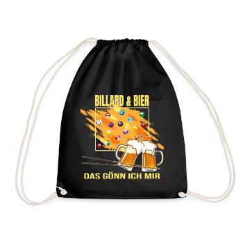 Billard & Bier - Das gönn ich mir - Turnbeutel - Schwarz - Vorne
