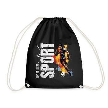 Eins mit dem Sport - Fußball - Turnbeutel - Schwarz - Vorne
