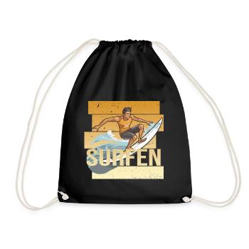 Surfen - Turnbeutel - Schwarz - Vorne
