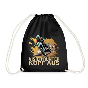 Visier runter Kopf aus - Motocross - Turnbeutel - Schwarz - Vorne