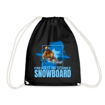 Freiheit im Schnee - Snowboard - Turnbeutel - Schwarz - Vorne