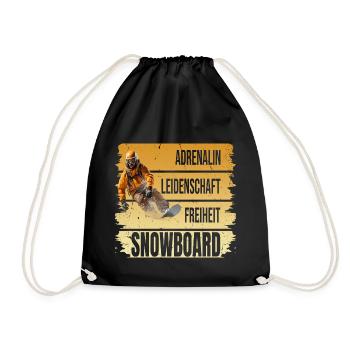 Adrenalin - Leidenschaft - Freiheit - Snowboard - Turnbeutel - Schwarz - Vorne