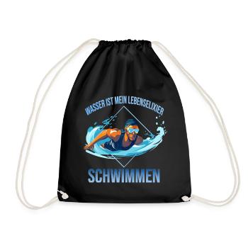 Wasser ist mein Lebenselixier - Schwimmen - Turnbeutel - Schwarz - Vorne