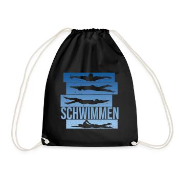 Schwimmen - Turnbeutel - Schwarz - Vorne