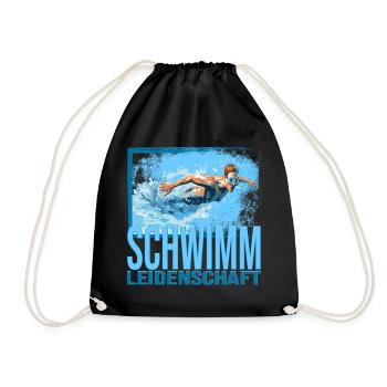 Schwimm Leidenschaft - Turnbeutel - Schwarz - Vorne
