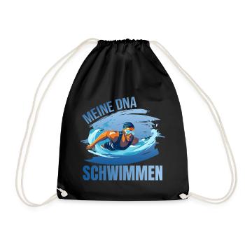 Meine DNA - Schwimmen - Turnbeutel - Schwarz - Vorne