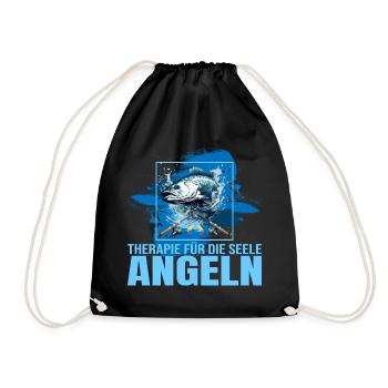 Therapie für die Seele - Angeln - Turnbeutel - Schwarz - Vorne