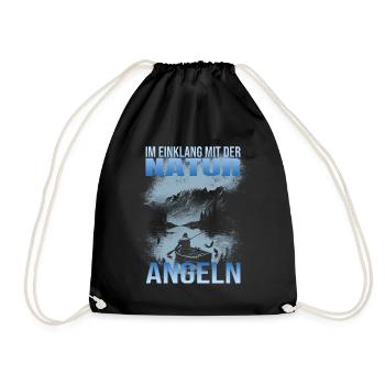 Im Einklang mit der Natur - Angeln - Turnbeutel - Schwarz - Vorne
