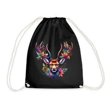 Deer - Drawstring Bag - black - Front