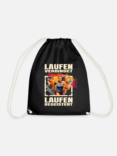 Laufen verbindet - Laufen begeistert - Turnbeutel - Schwarz