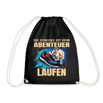 Laufen: Die Strecke ist dein Abenteuer - Turnbeutel - Schwarz - Vorne