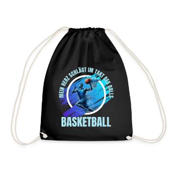 Basketball: Mein Herz schlägt im Takt des Balls - Turnbeutel - Schwarz - Vorne