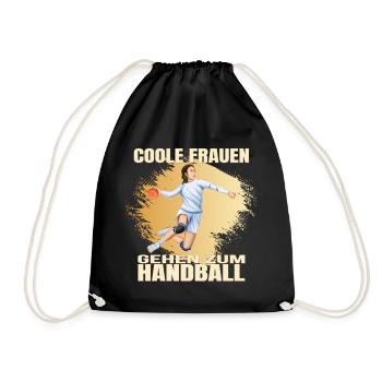 Coole Frauen gehen zum Handball - Turnbeutel - Schwarz - Vorne